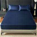 Axyaa Silk Satin King Fitted Sheet Set with Elastic Band - Soft & Silky Bed Cover