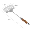 Axyaa Stainless Steel Fish Spatula with Wood Handle - Nonstick Slotted Pan Scoop