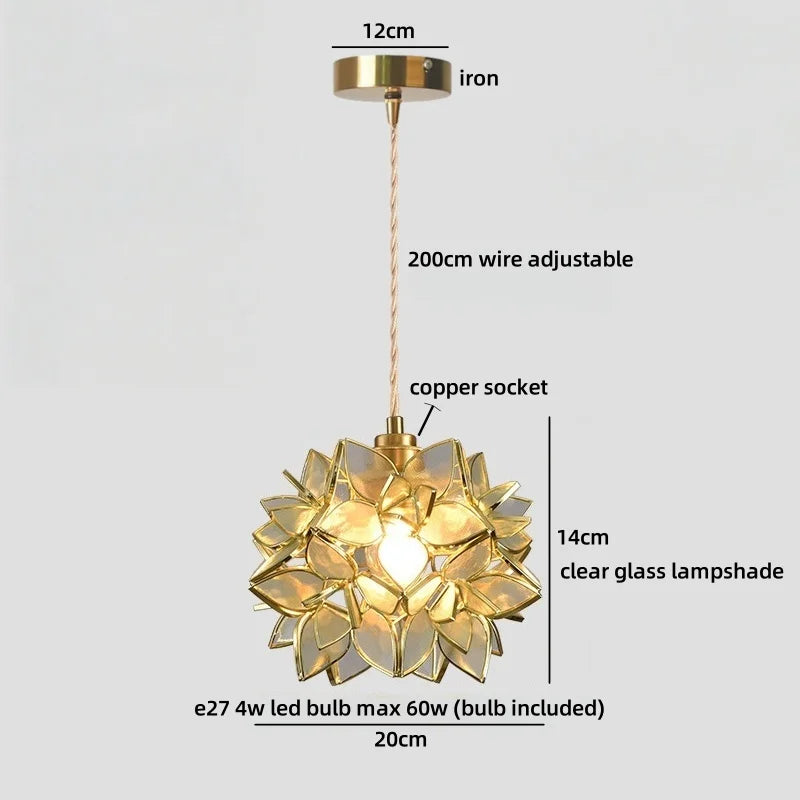 Axyaa Clear Glass LED Pendant Lights Modern Minimalist Hanging Lamp
