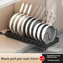 Axyaa Sliding Pot Lid Holder Rack Adjustable Under Cabinet Organizer Shelf