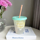 Axyaa 470ml Plastic Straw Coffee Cup: Reusable and Portable Transparent Drinking Cup