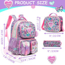 Axyaa Girls Hard Shell School Backpack Set with Lunch Bag & Pencil Case