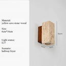 Axyaa Yellow Cave Stone Wall Lamp for Study Bedroom, Antique Style Solid Wood Hallway Lamp