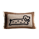 Axyaa Medieval Critter Embroidery Cushion Cover in Coffee Brown - 30x50cm