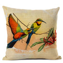 Axyaa Elegant Floral Bird Pattern Linen Cushion Cover 45x45cm for Living Room Sofa
