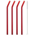 Axyaa Glass Straw Set - Red, Creative, High Borosilicate, with Brush