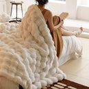 Axyaa Ultra Plush Bubble Fleece Throw Blanket for Home, Sofa, Travel - Reversible, All-Season
