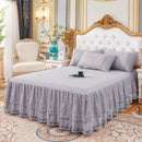 Axyaa Lace Ruffled Bed Skirt: 3 Layers Couvre Lit Mattress Cover Bedspread