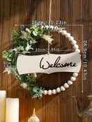 Axyaa Wooden Bead Ring Doorplate Wreath Ramadan Festival Hanging Ornament