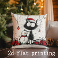 Axyaa Christmas Cats and Snowman Pillow Cover for Sofa Bedroom Car.