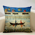 Axyaa African Oil Painting Art Pillow Case 45x45cm Linen Cushion Cover