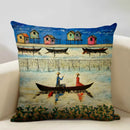 Axyaa African Oil Painting Art Pillow Case 45x45cm Linen Cushion Cover