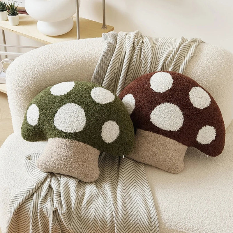 Axyaa Plush Mushroom Pillow 45x50cm. Removable Cover, Decorative Cushion for Bedroom Sofa.
