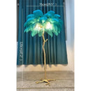 Axyaa Nordic Feather Floor Lamp - Modern Brass LED Light for Home Decor