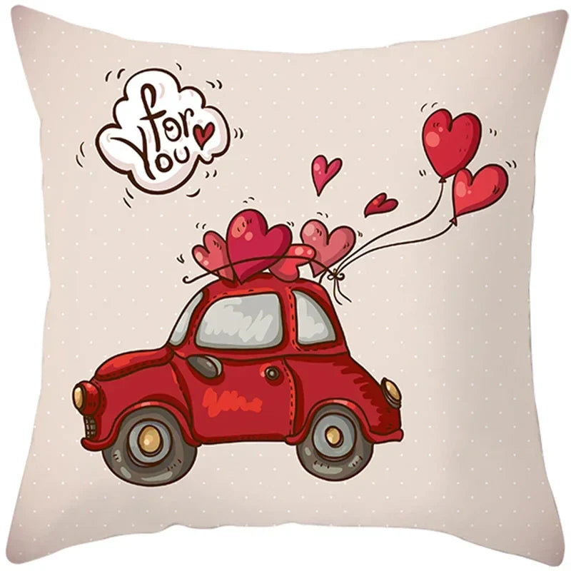Axyaa Valentine's Day Parchment Pillow Set for Home Sofa, Square Pillowcase