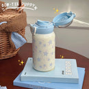 Axyaa 500ml Stainless Steel Tumbler with Straw, Handle - Cute Kawaii Design