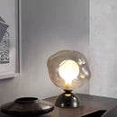 Axyaa Gray Glass Table Light Metal Base G9 Bulb - Modern Small Lamp for Bedroom & Living Room