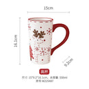 Axyaa Santa Claus Ceramic Mug Elk Coffee Cup Embossed Flower Teacup