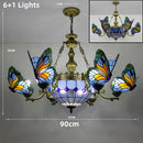 Axyaa Butterfly Design Stained Glass Chandelier - Colorful Lighting for Home and Business