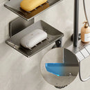 Axyaa Bathroom Soap Dish Holder Wall-Mounted Drain Space Aluminum Shower Shelf