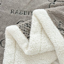 Axyaa Bear Printed Fleece Blanket Set - Warm Sofa Throw & Pillow Cases