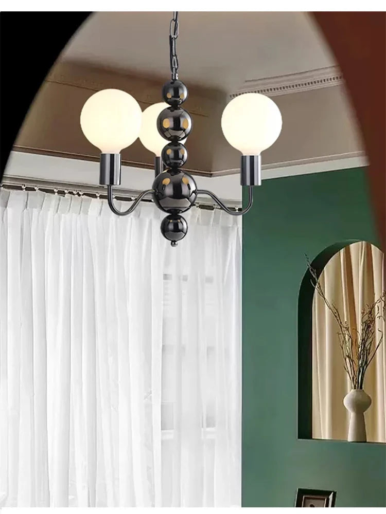 Axyaa Pearl Black Chandelier: Bauhaus High-End Minimalist Luxury