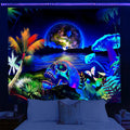 Axyaa UV Tapestry: Fluorescent Skull Wall Hanging Cloth for Bedroom - Psychedelic Art