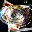 Axya™ Rainbow Glass Dinner Plates with Gold Inlay - Set of 4