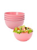 Axyaa Pink Vertical Grain Bowl Set - Pack of 8