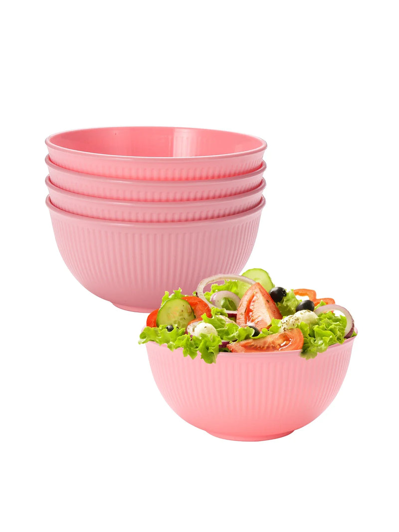 Axyaa Pink Vertical Grain Bowl Set - Pack of 8