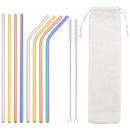 Axyaa Stainless Steel Drinking Straws Set with Cleaning Brush in Pouch