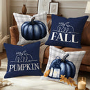 Axyaa Velvet Pumpkin Pillow Covers - Harvest Blue Gray, Thanksgiving Decor, Soft & Comfortable