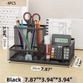Axyaa Mesh Desk Organizer with Pencil Holder, 3 Compartments, Black