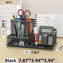 Axyaa Mesh Desk Organizer with Pencil Holder, 3 Compartments, Black