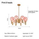 Axyaa Gold LED Chandelier with Pink Glass Shades for Home Decor