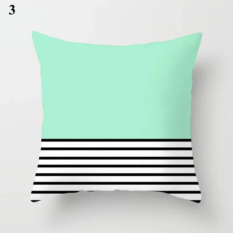 Axyaa Mint Green Blue Geometric Cushion Cover Modern Home Decor