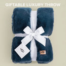 Axyaa Plush Faux Fur Reversible Throw Blanket Medium Weight Luxury Soft Bed Chair Blanket
