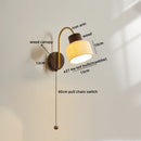 Axyaa Ceramic Wood LED Wall Sconce Pull Chain Switch Nordic Stair Light Fixtures