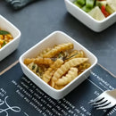 Axyaa White Ceramic Square Dish Plate for Hotel Restaurants, Molecular Cuisine Flavor Plate