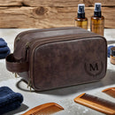 Axyaa Men's Vintage Style PU Leather Toiletry Bag With Hanging Hook