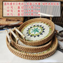 Axyaa Rattan Shell Basket Tray with Handle - Jewelry Storage & Living Room Organizer