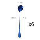 Axyaa Stainless Steel Dessert Spoon Set Swizzle Stir Long Handle Cutlery