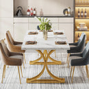 Axyaa 63-Inch Rectangular Faux Marble Dining Table, Modern White Kitchen Table for 4-6
