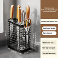 Axyaa Stainless Steel Kitchen Knife Holder Storage Rack with Drain Tray