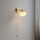 Axyaa LED Wall Sconce with Pull Chain Switch White Glass Stair Light