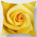 Axyaa Yellow Rose Print Pattern Cushion Cover for Home Decor