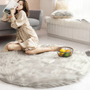 Pink Faux Fur Round Rug Axyaa - Soft Area Carpet for Nursery, Bedroom, Living Room