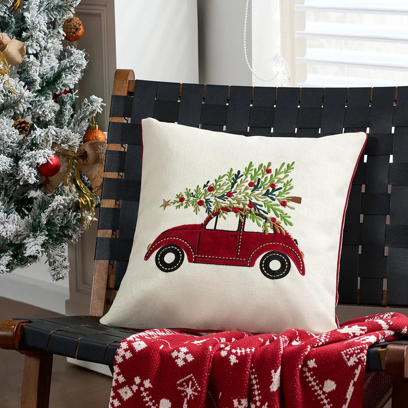Axyaa Christmas Letter Pillow Cover Gold Holly Jolly Snowflake Soft Cushion Cover