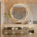 Axyaa Whirlwind Pattern Round LED Bathroom Mirror 60/80CM Dimmable 3 Colors Anti-fog