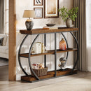 Axyaa Industrial 3-Tier Console Table with Metal Frame and Storage Shelves